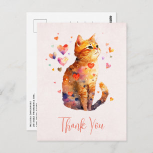 Schattigee Tabby Kat met harten Dank U Briefkaart