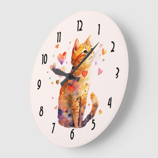 Schattigee Tabby Kat met Harten Grote Klok (Hoek)