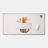 Schattigee Tabby kat met harten Monogram Bureaumat (Keyboard & Muis)