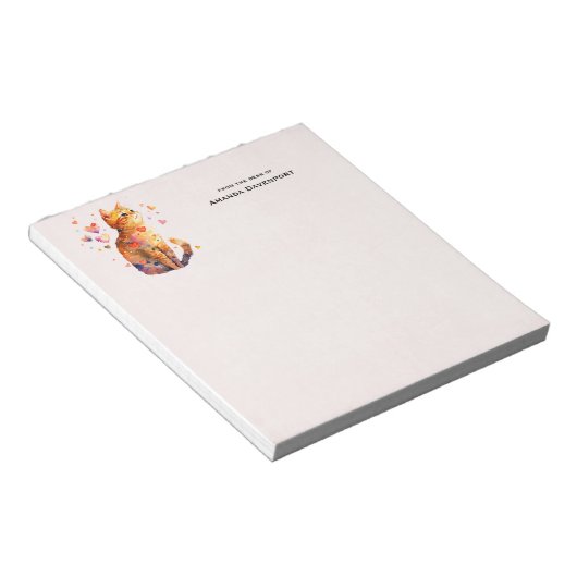 Schattigee Tabby Kat met Harten Notitieblok (Schuin)