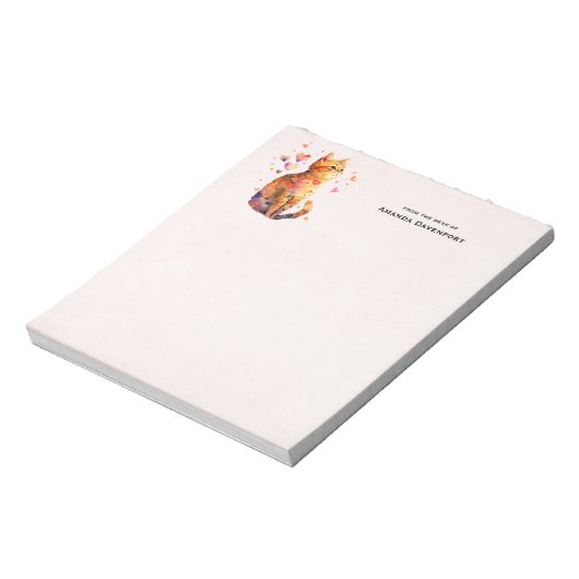 Schattigee Tabby Kat met Harten Notitieblok (Linkerzijde)