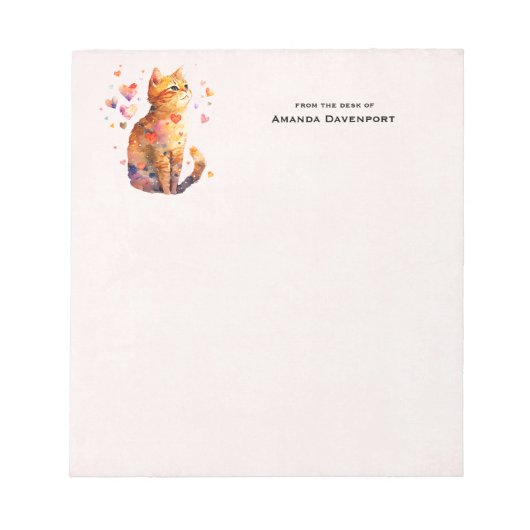 Schattigee Tabby Kat met Harten Notitieblok (Voorkant)