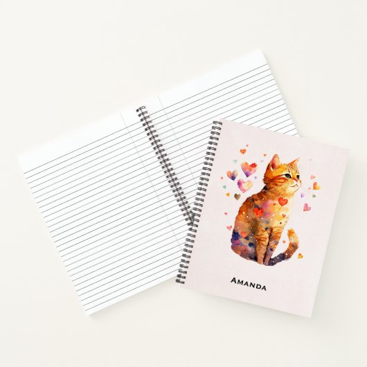 Schattigee Tabby Kat met Harten Notitieboek (Binnen)