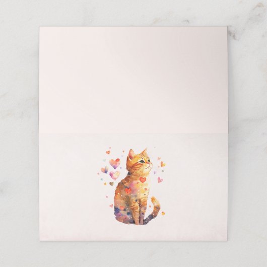 Schattigee Tabby Kat met Harten Plaatskaartje (Buitenkant ongevouwen)