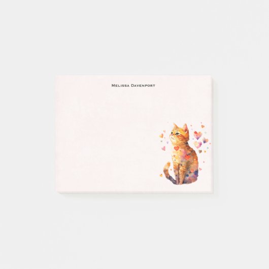 Schattigee Tabby Kat met Harten Post-it® Notes (Voorkant)