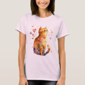 Schattigee Tabby Kat met Harten T-shirt (Voorkant)