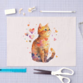 Schattigee Tabby Kat met Harten Tissuepapier (Craft)