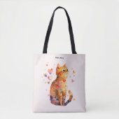 Schattigee Tabby Kat met Harten Tote Bag (Voorkant)