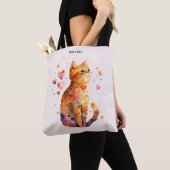 Schattigee Tabby Kat met Harten Tote Bag (Dichtbij)