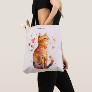 Schattigee Tabby Kat met Harten Tote Bag