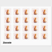 Schattigee Tabby Kat met Harten Vierkante Sticker (Vel)