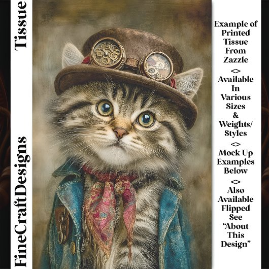 Schattigee Tabby Steampunk Kitten in Pet DN6R Deco Tissuepapier