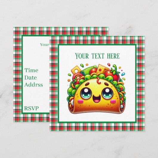 Schattigee taco liefhebbers feest kaart (Voorkant / Achterkant)