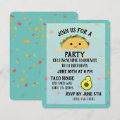 Schattigee Taco Party uitnodiging (Voorkant / Achterkant)