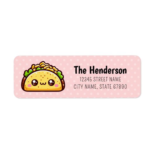 Schattigee Taco-retouradreslabels Etiket (Voorkant)