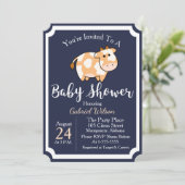 Schattigee Tan Baby Koe Kalf & Donkerblauw Baby sh Kaart (Staand voorkant)