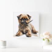 SCHATTIGEE TAN & BLACK BRUSSELSE GRIFFONHOND VIERKANTE KLOK (Huis)