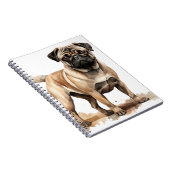 SCHATTIGEE TAN EN BRUINE PUG HOND NOTITIEBOEK (Rechterzijde)