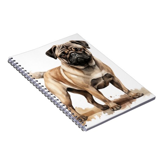 SCHATTIGEE TAN EN BRUINE PUG HOND NOTITIEBOEK (Rechterzijde)