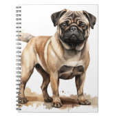SCHATTIGEE TAN EN BRUINE PUG HOND NOTITIEBOEK (Voorkant)
