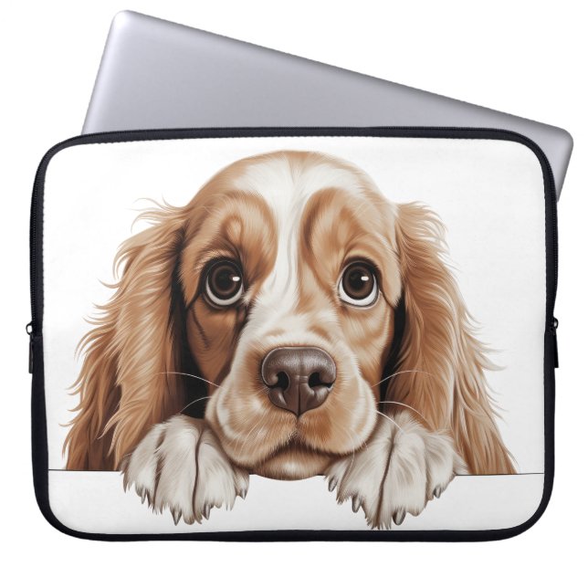SCHATTIGEE TAN EN WITTE AMERIKAANSE COCKER SPANIEL LAPTOP SLEEVE (Voorkant)