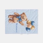 Schattigee Tan Teddybeer met Ballonnen Boy Baby Gi Fleece Deken (Voorkant (Horizontaal))