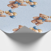 Schattigee Tan Teddybeer met ballonnen Boy Baby sh Cadeaupapier (Hoek)
