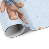 Schattigee Tan Teddybeer met ballonnen Boy Baby sh Cadeaupapier (Rol Hoek)