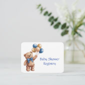 Schattigee Tan Teddybeer met ballonnen Boy Baby sh Informatiekaartje (Staand voorkant)