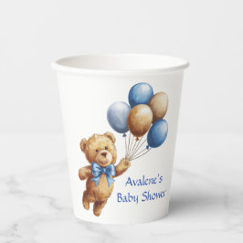 Schattigee Tan Teddybeer met ballonnen Boy Baby sh Papieren Bekers
