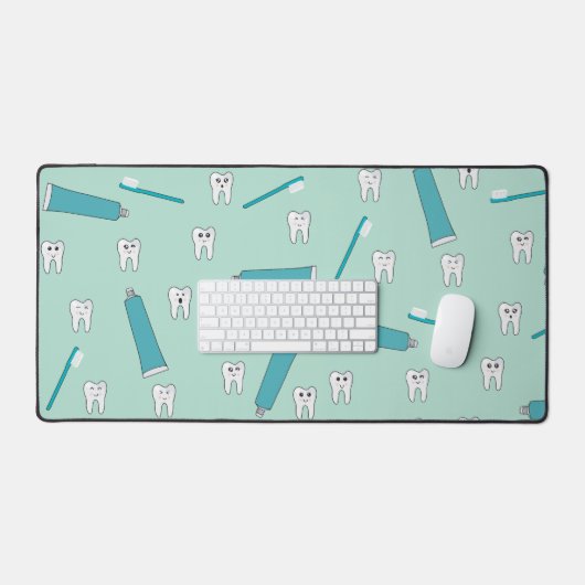Schattigee Tand Blauwgroen Mint Tandpasta Tandenbo Bureaumat (Keyboard & Muis)