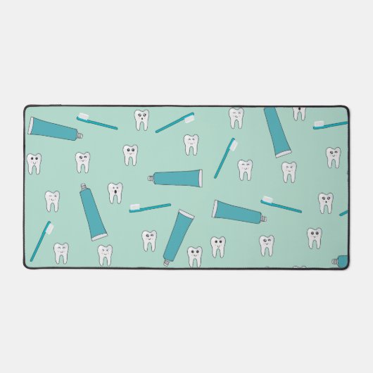 Schattigee Tand Blauwgroen Mint Tandpasta Tandenbo Bureaumat (Voorkant)