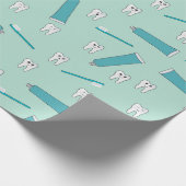 Schattigee Tand Blauwgroen Mint Tandpasta Tandenbo Cadeaupapier (Hoek)