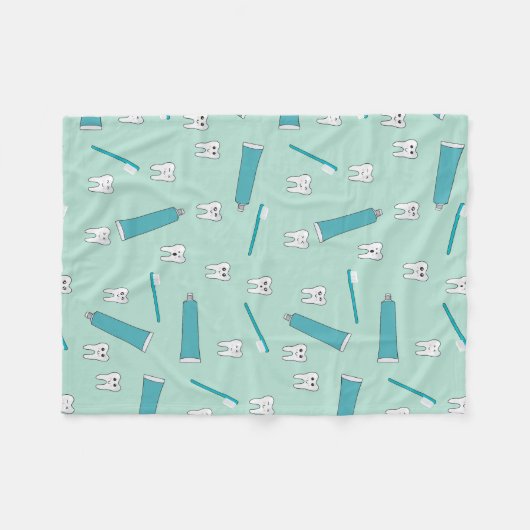 Schattigee Tand Blauwgroen Mint Tandpasta Tandenbo Fleece Deken (Voorkant (Horizontaal))