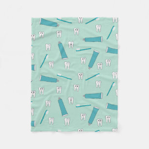 Schattigee Tand Blauwgroen Mint Tandpasta Tandenbo Fleece Deken