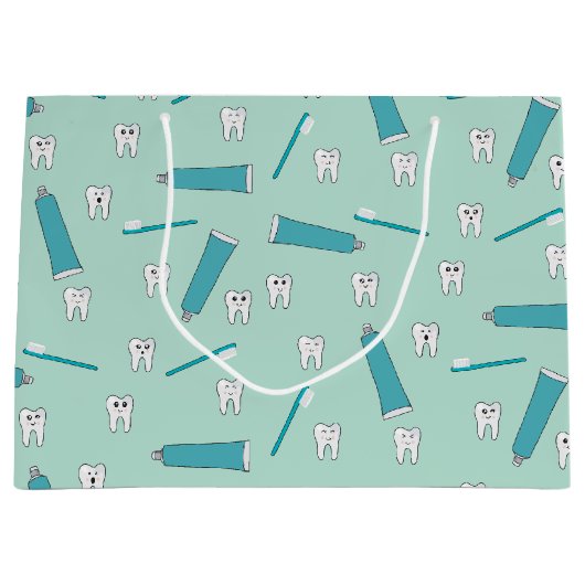 Schattigee Tand Blauwgroen Mint Tandpasta Tandenbo Groot Cadeauzakje (Voorkant)