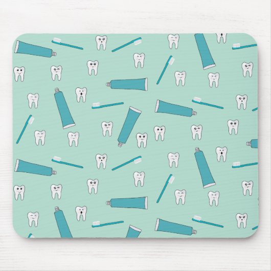 Schattigee Tand Blauwgroen Mint Tandpasta Tandenbo Muismat (Voorkant)