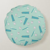 Schattigee Tand Blauwgroen Mint Tandpasta Tandenbo Rond Kussen (Achterkant)