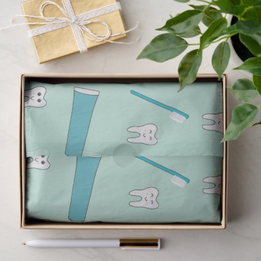 Schattigee Tand Blauwgroen Mint Tandpasta Tandenbo Tissuepapier (Geschenk)