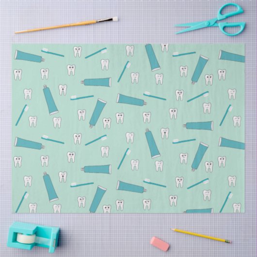Schattigee Tand Blauwgroen Mint Tandpasta Tandenbo Tissuepapier (Craft)