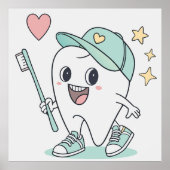 Schattigee Tand Cartoon - Kinder Tand Poster (Voorkant)