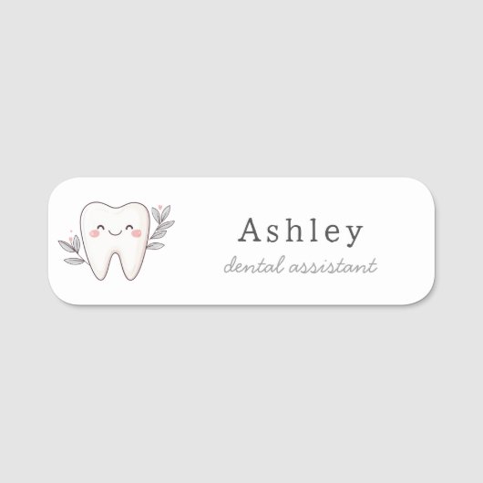 Schattigee tandartsmedewerker naamplaatje (Voorkant)