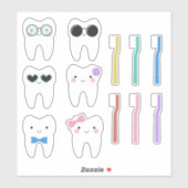 Schattigee tanden met verschillende persoonlijkhed sticker (Vel)