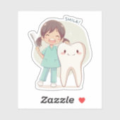 Schattigee tandheelkundige tandglimlach Sticker (Vel)