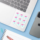 Schattigee tandtandtandheelkundige Stickers (Laptop met iPhone)
