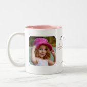 Schattigee tante 2 foto Roze Modern Tweekleurige Koffiemok (Links)