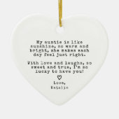 Schattigee tante cadeau van nichtje neefje tante k keramisch ornament (Voorkant)