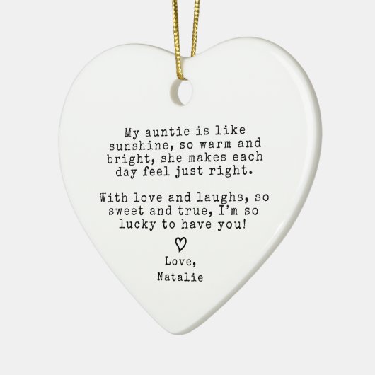 Schattigee tante cadeau van nichtje neefje tante k keramisch ornament (Links)