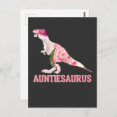 Schattigee tante Dino met bloemen Briefkaart (Voorkant / Achterkant)