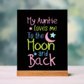 Schattigee tante liefde maan terug unisex kinderka acryl bord (Neutraal)